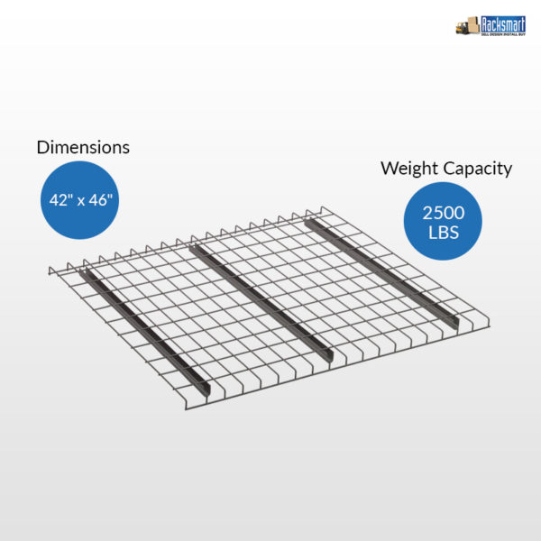 new-pallet-rack-wire-decks-for-warehouse-racking-42x46-width-42-inches-depth-46-inches-2500-lbs-weight-capacity -700-lbs-weight-capacity